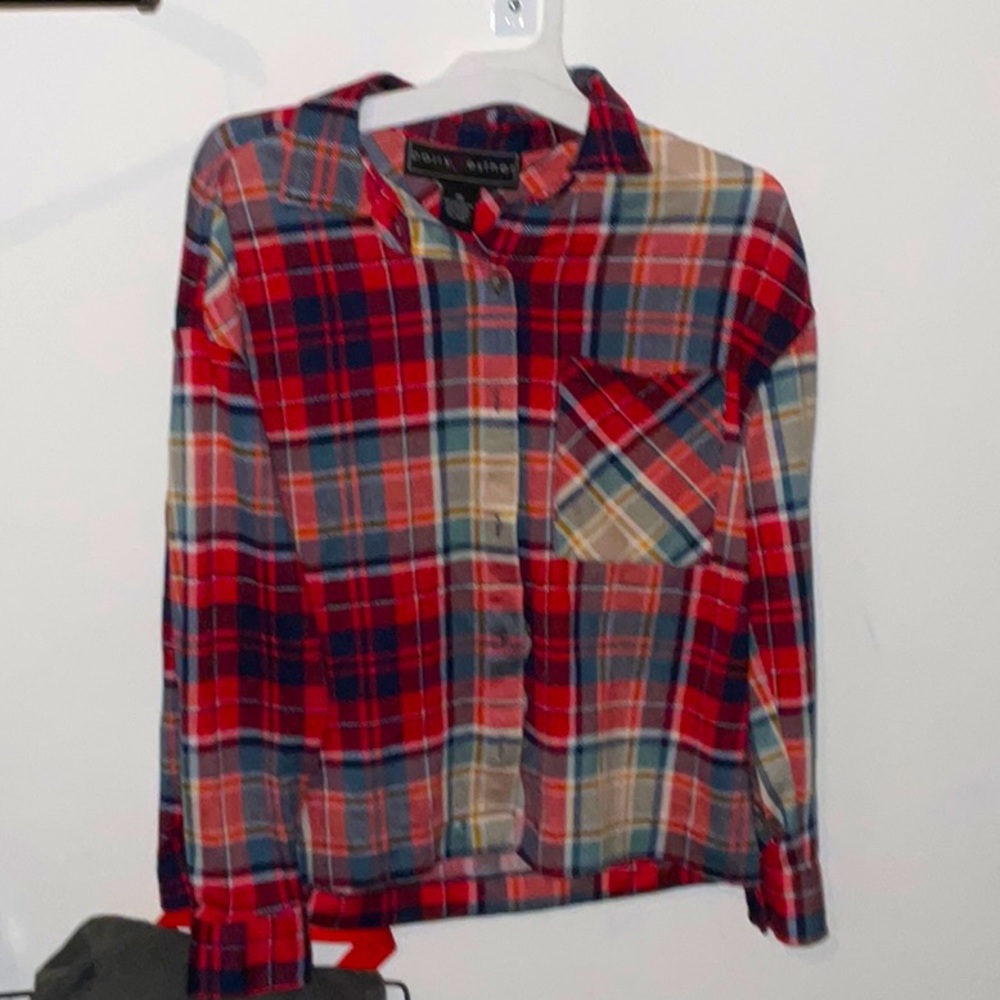XS Red multicolor flannel